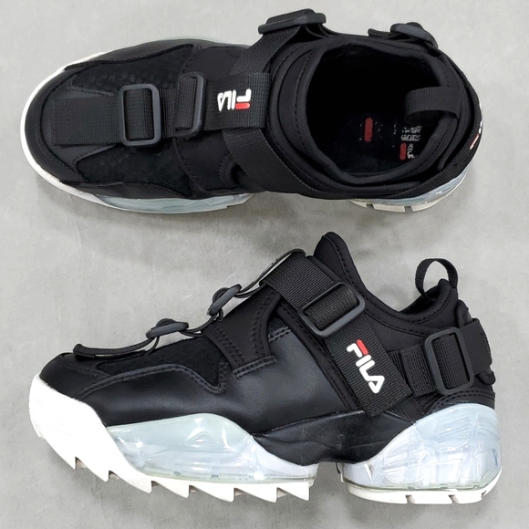 Fila Unit LE platform sneakers women's 8 black leather, mesh scuba like fabric - Picture 1 of 11